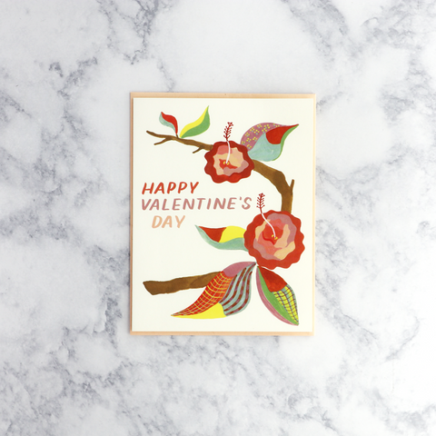Patterned Flowers Valentine's Day Card