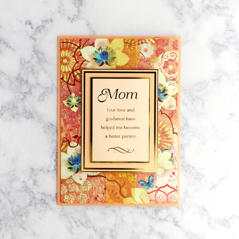 Peach Watercolor Flowers Mother's Day Card (For Mom)