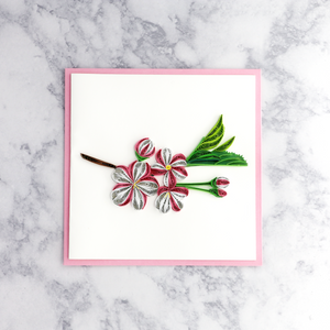 Pink Branch Flowers Quilling Blank Card