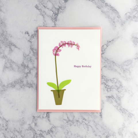 Pink Orchid Birthday Card