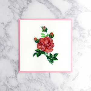 Pink Rose Quilling Blank Card