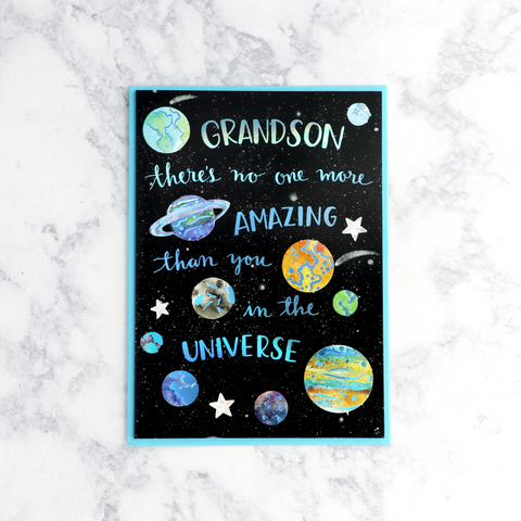 Planets Birthday Card (For Grandson)