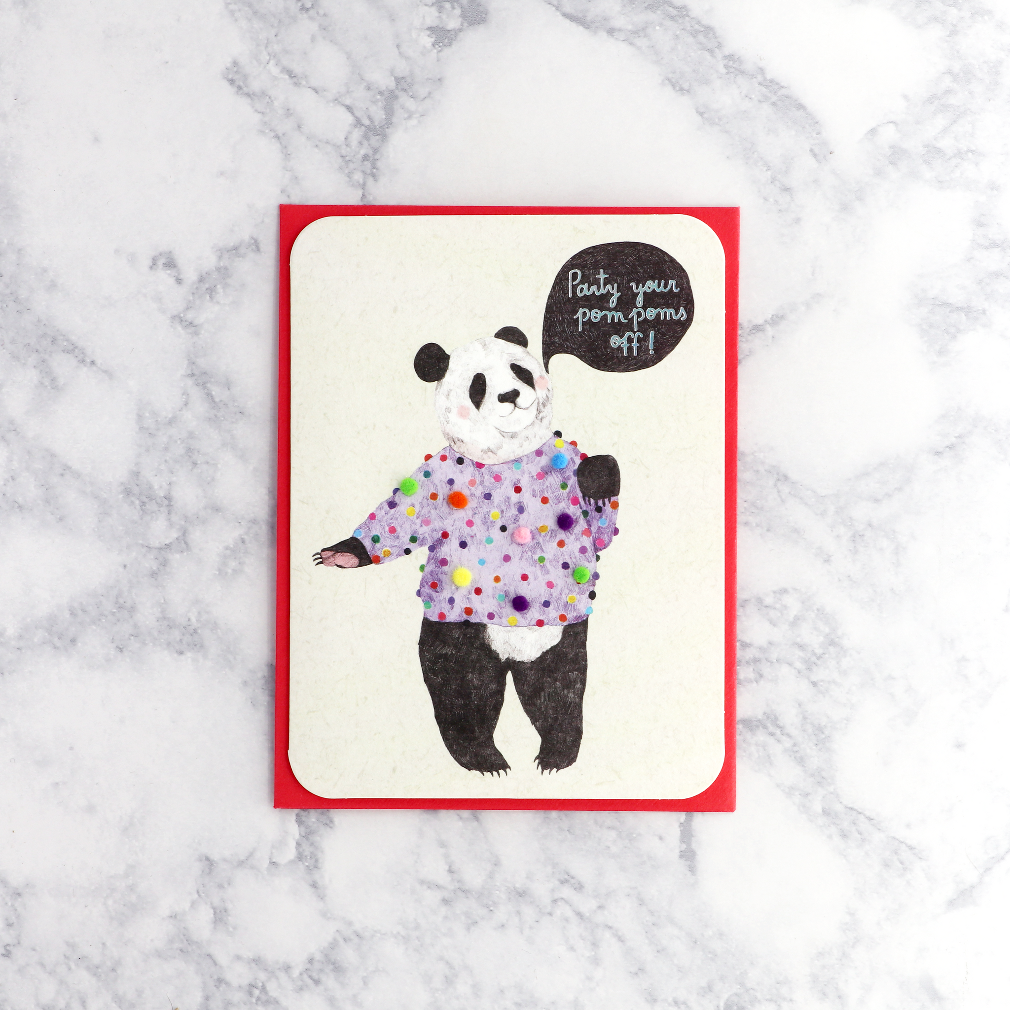 Pom Pom Panda Birthday Card