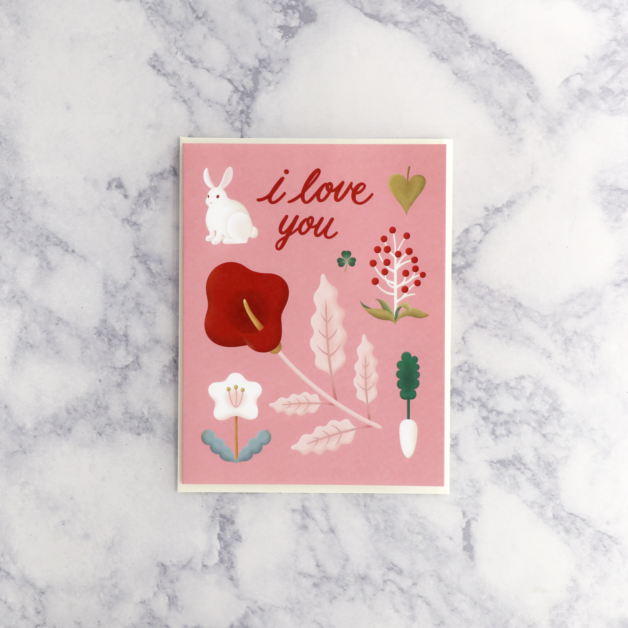 Rabbit & Flowers Valentine’s Day Card