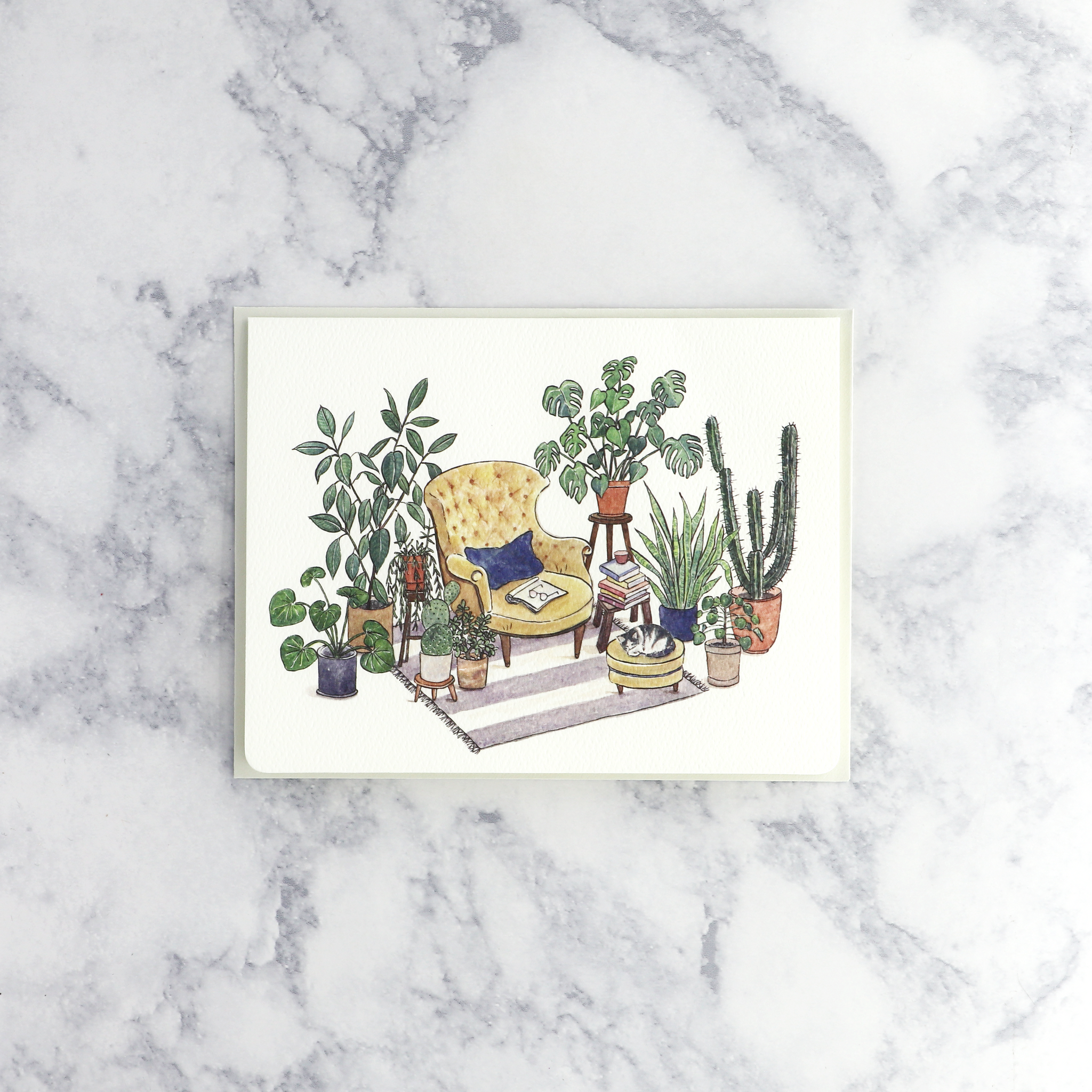 Reading Nook & House Plants Blank Card