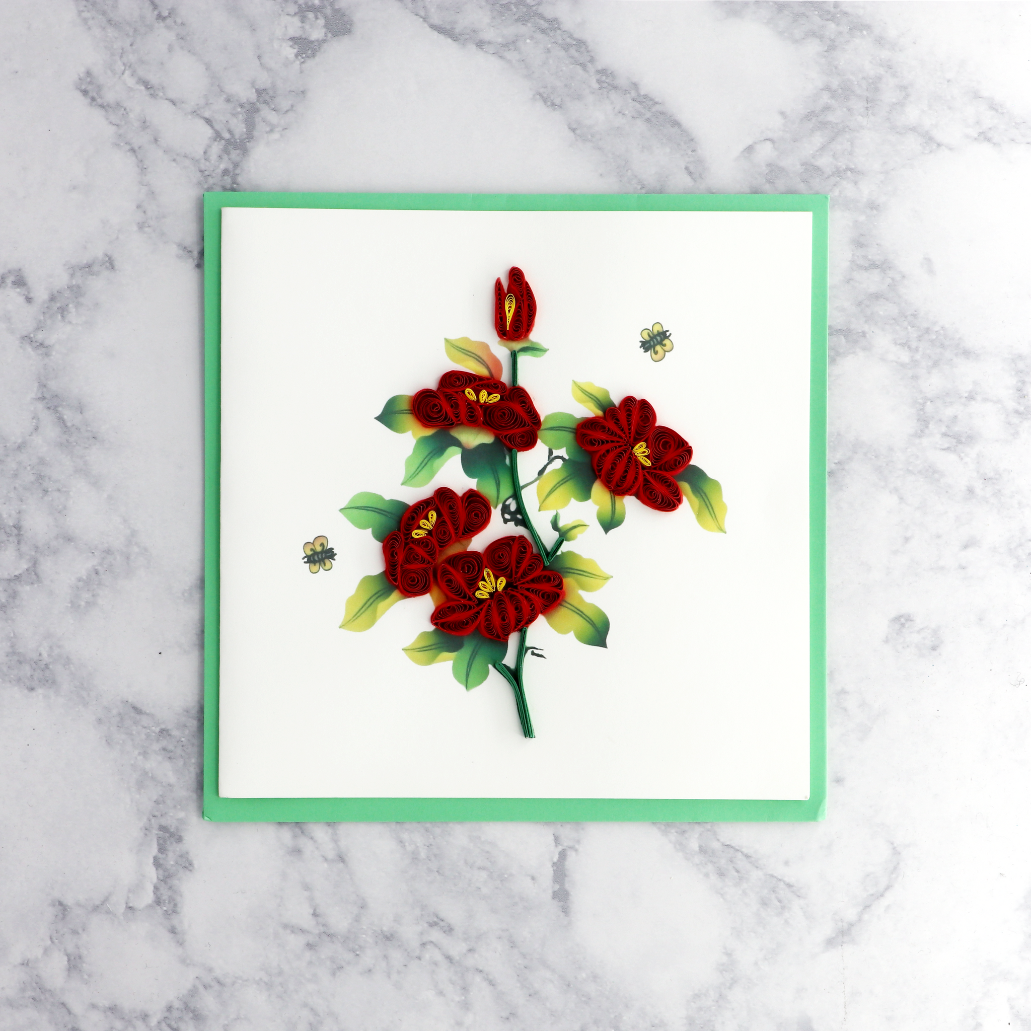 Red Amaryllis Quilling Blank Card