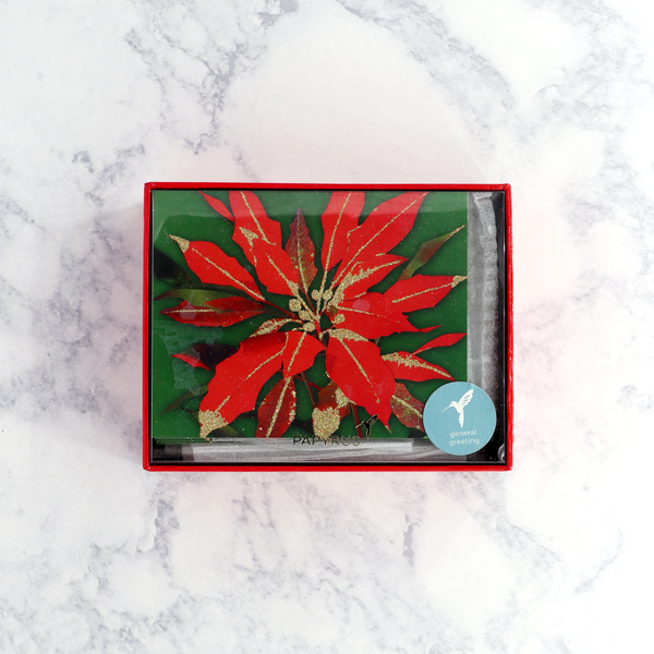 Red Poinsettia Holiday Boxed Cards (Set of 20)