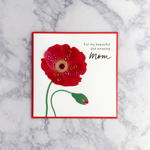 Handmade Red Poppy Birthday Card (Mom)