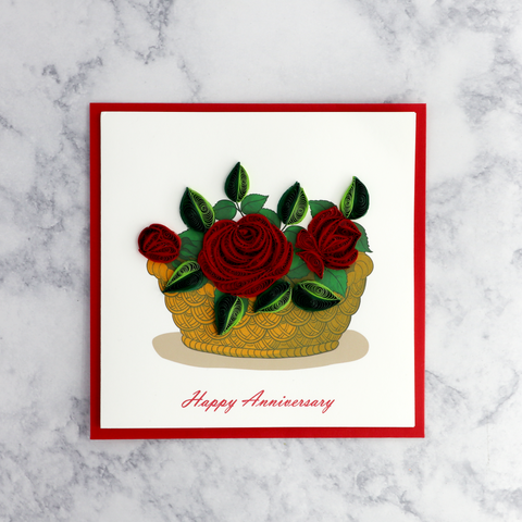 Roses in Basket Quilling Anniversary Card