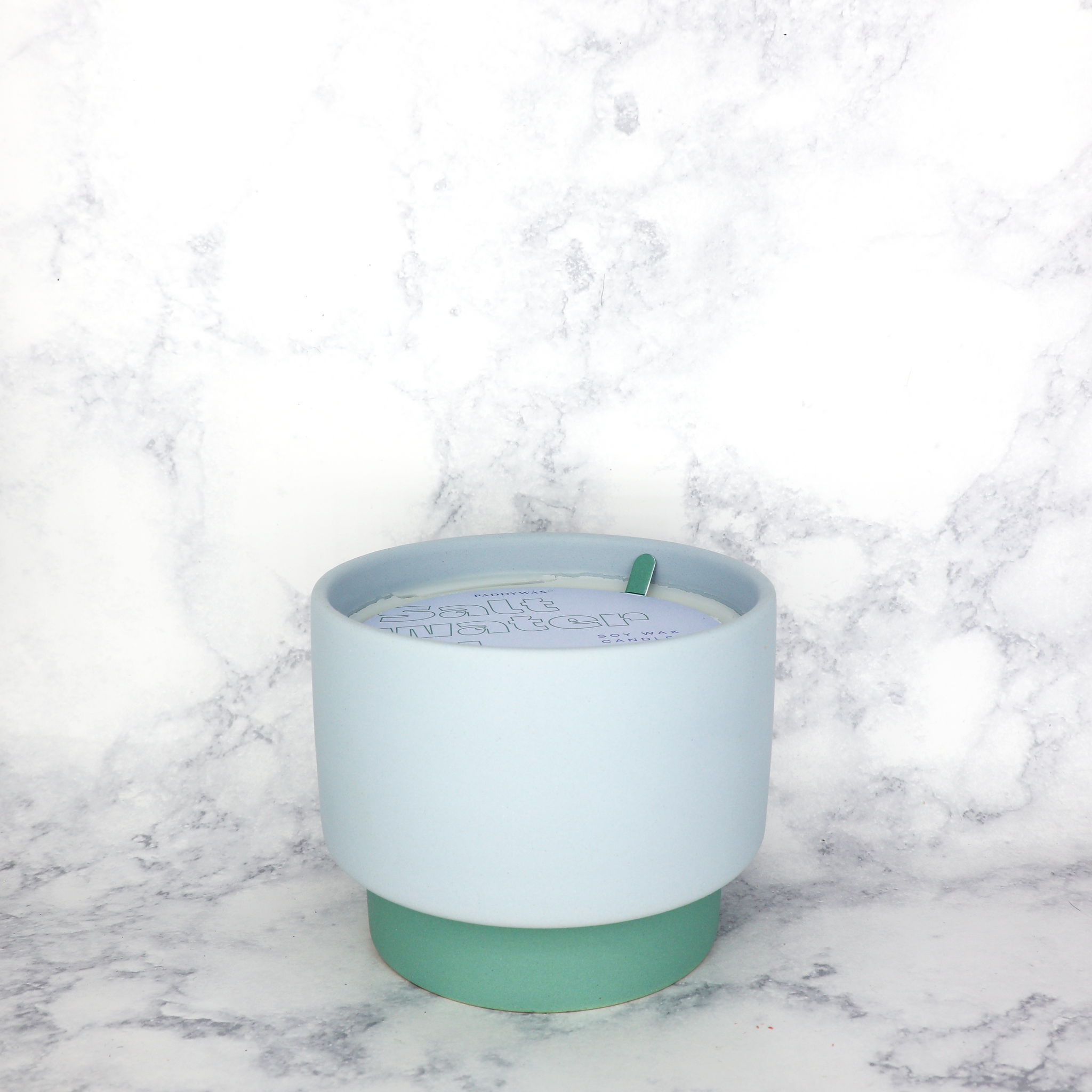 Saltwater Suede Colorblock Ceramic Soy Wax Large Candle