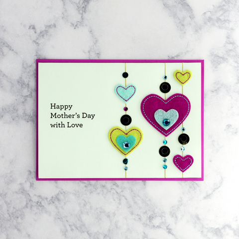 Sequin Heart Strands Mother's Day Card