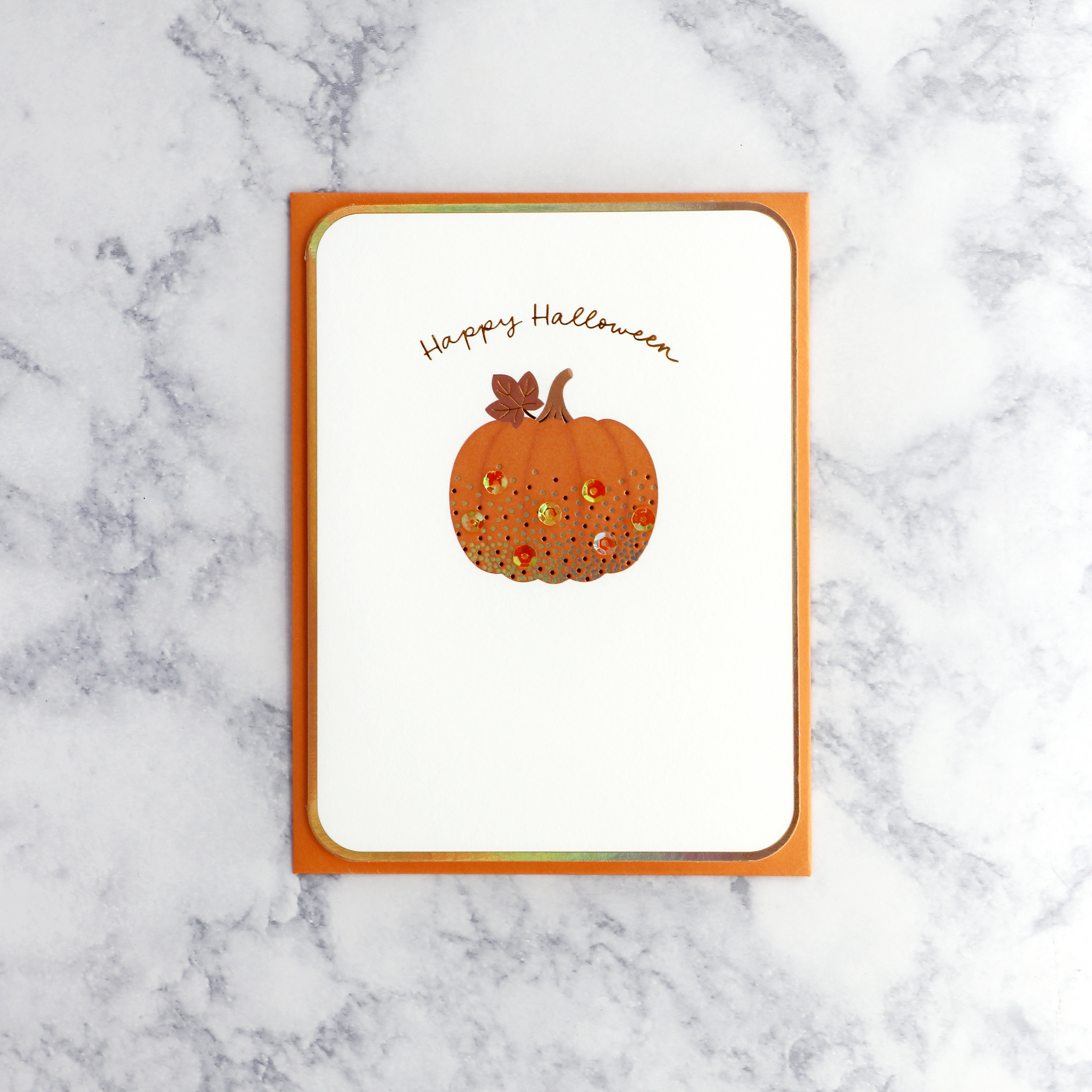 Sequin Pumpkin Halloween Card