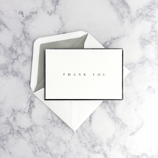 Silver Bordered Thank You Boxed Notes (Set of 16)