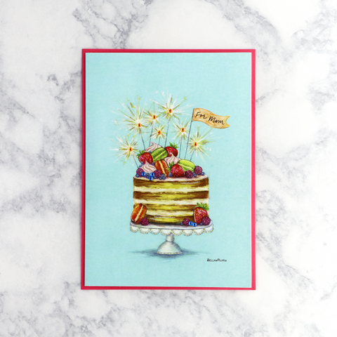 Sparkler Cake Birthday Card (Mom)