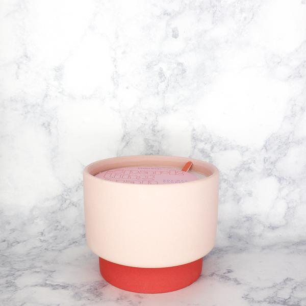 Sparkling Grapefruit Colorblock Ceramic Soy Wax Large Candle