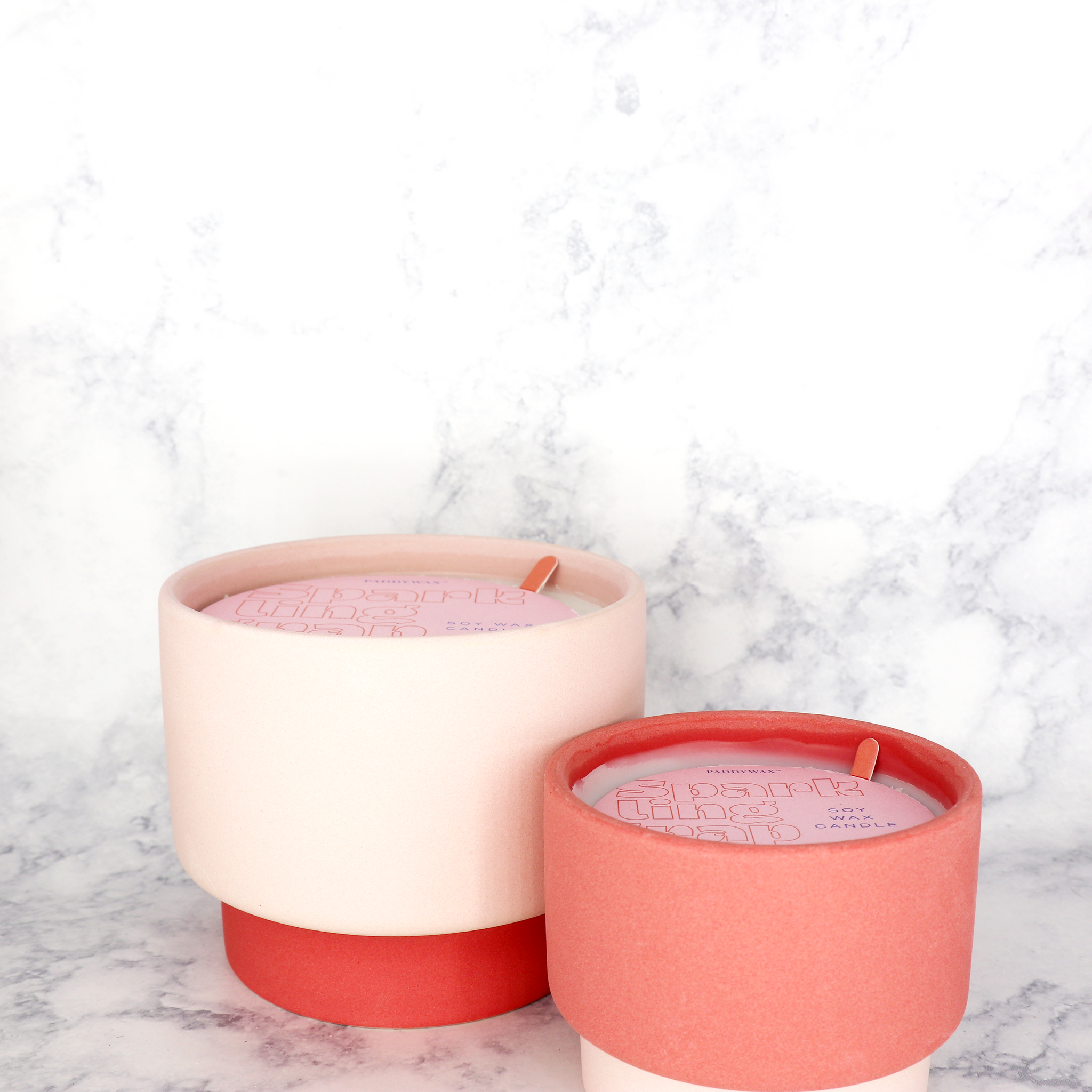 Sparkling Grapefruit Colorblock Ceramic Soy Wax Candle - Thumbnail 3