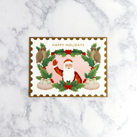 Stamp-Shaped Santa's Holiday Card