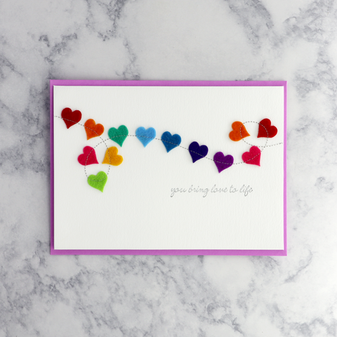 Stitched Colorful Hearts Mother's Day Card