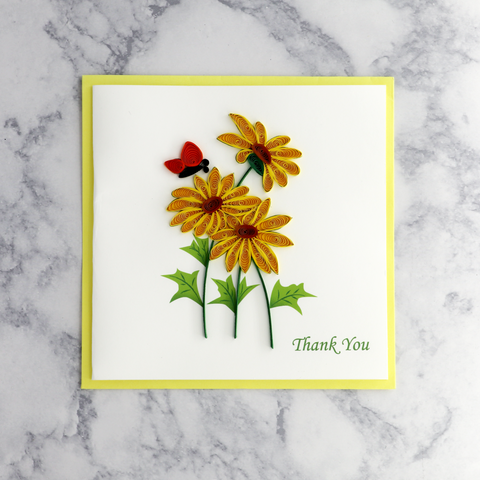 Sunflower Quilling Thank You Card