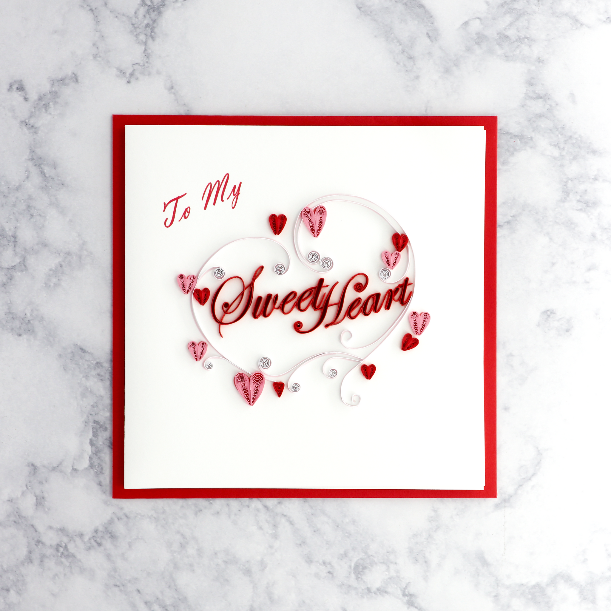 "Sweetheart" Heart Scrolls Quilling Romance Card