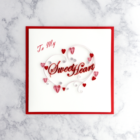 "Sweetheart" Heart Scrolls Quilling Romance Card