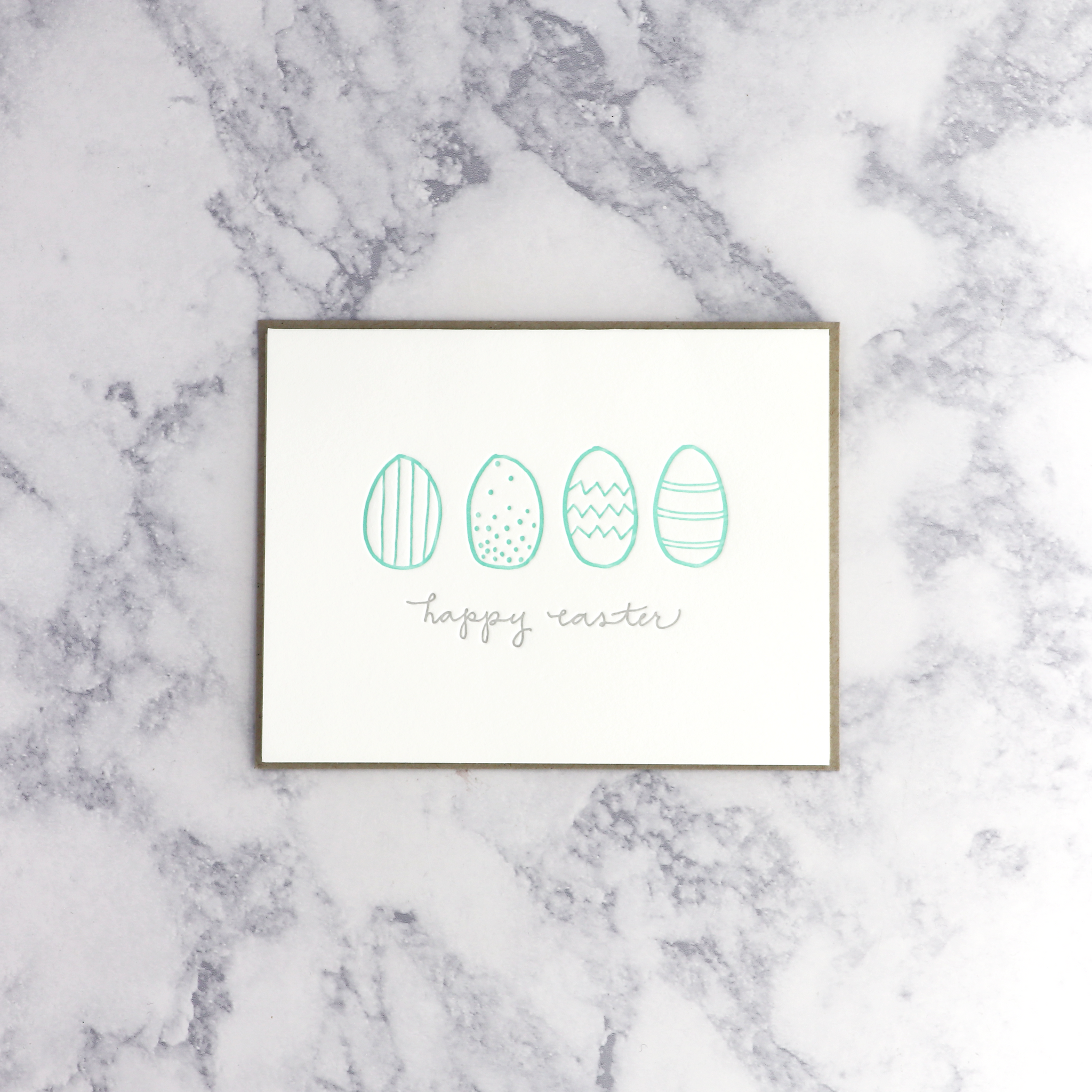 Teal Eggs Letterpress Easter Card
