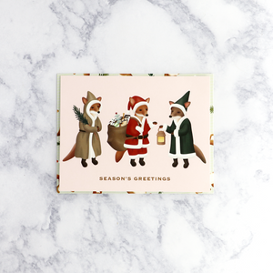 Three Santa Foxes Holiday Card