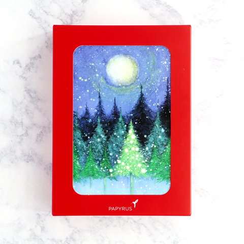 Trees Under Moon Holiday Boxed Cards (Set of 14)