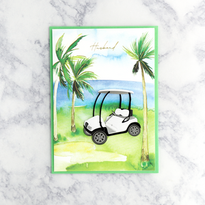 Tropical Golf Course Birthday Card (For Husband)