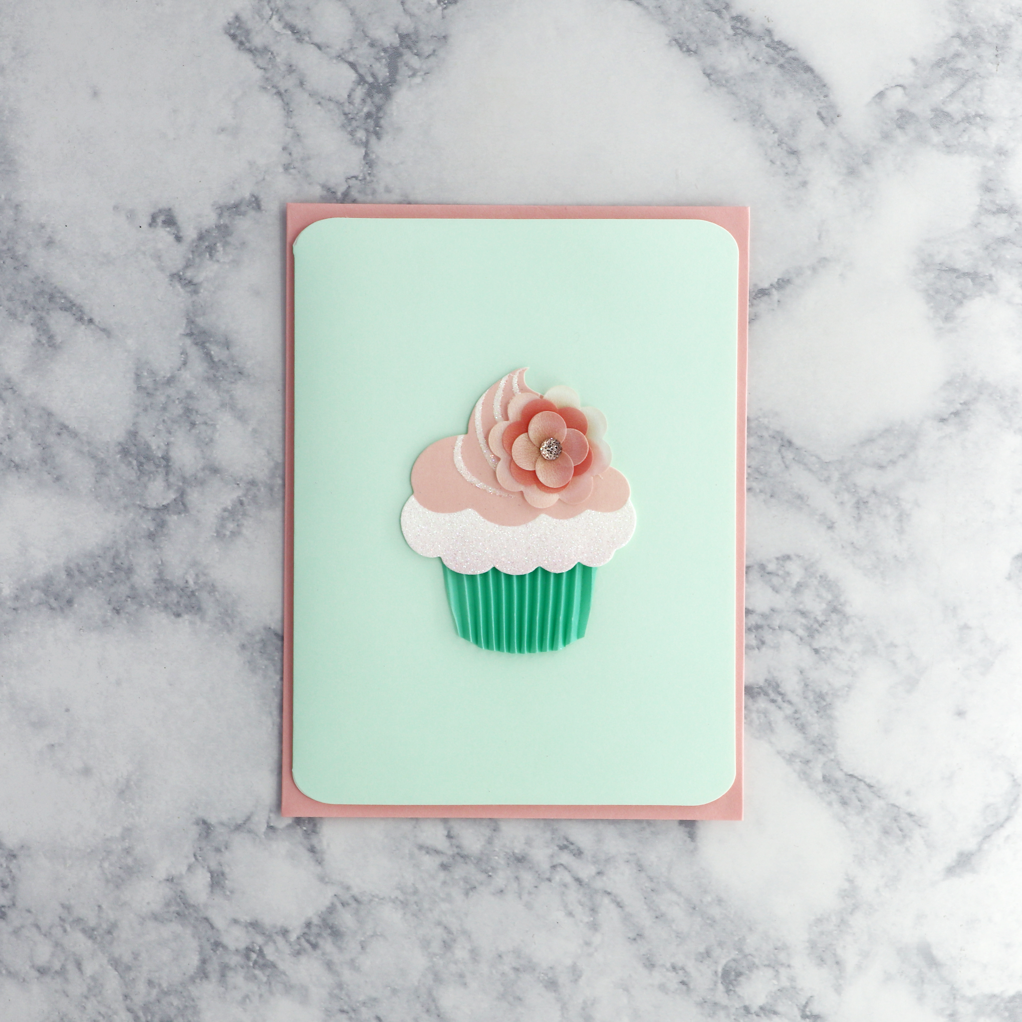 Vellum Floral Cupcake Birthday Card