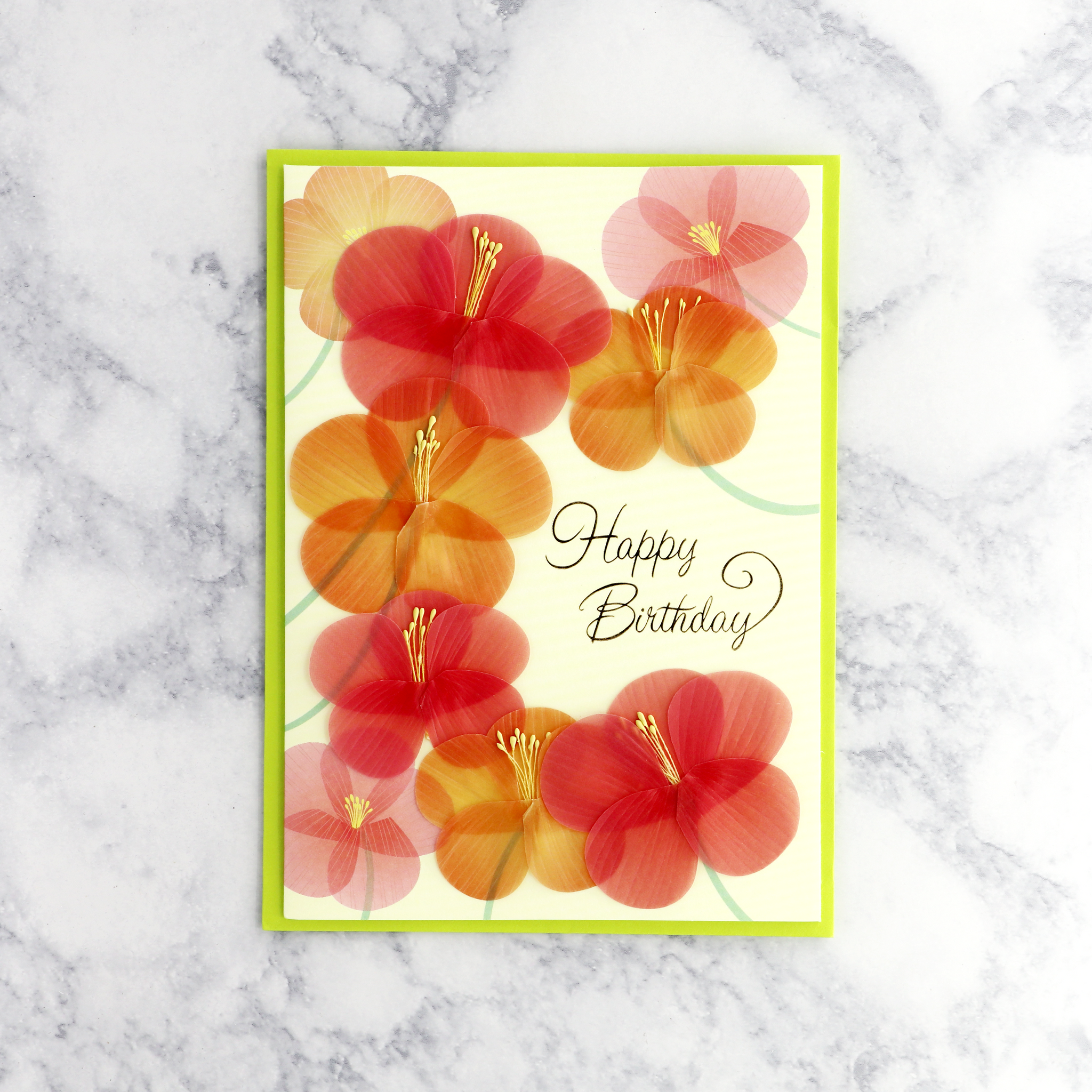 Vellum Scattered Flowers Birthday Card