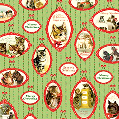 Vintage Cats Christmas Single Flat Wrap