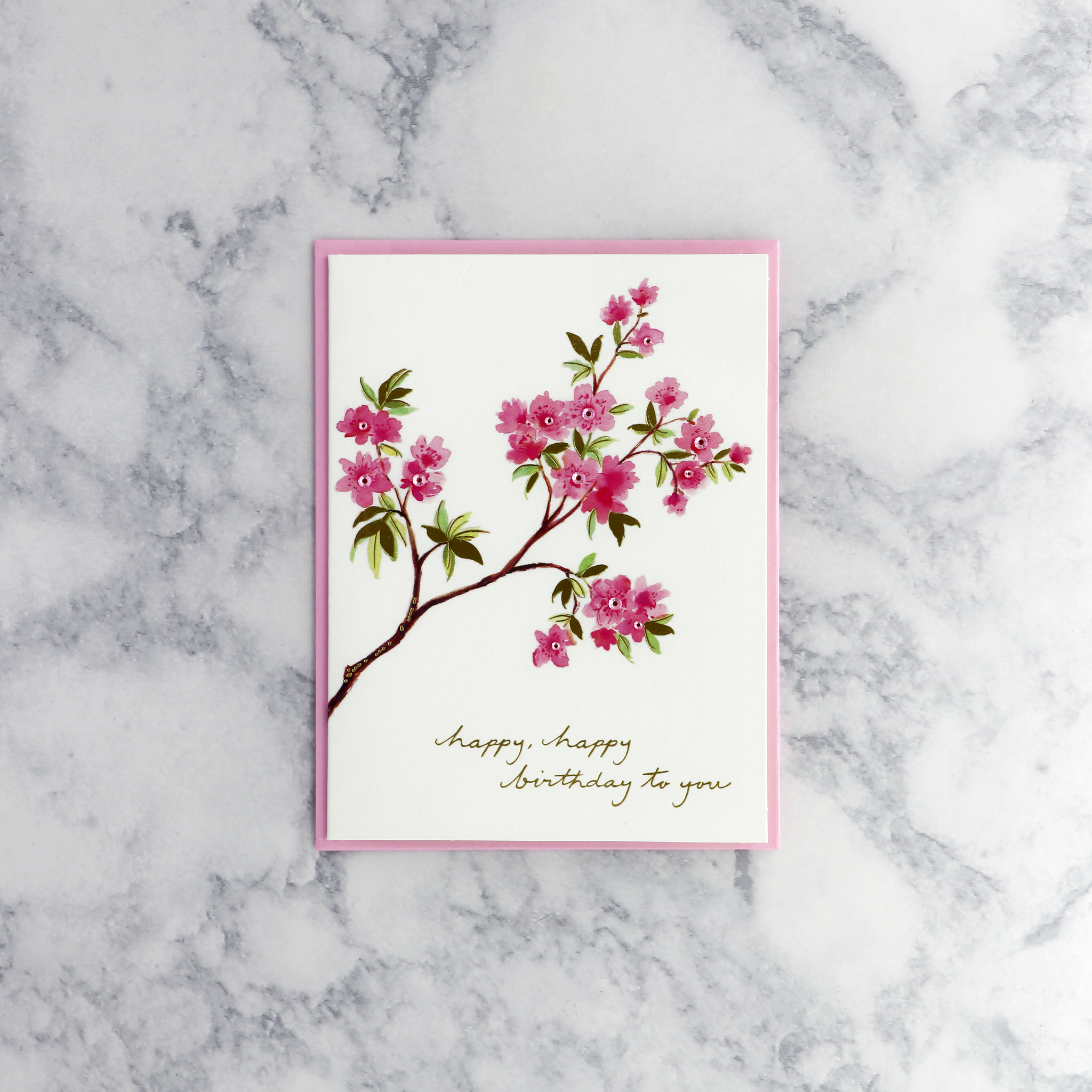 Watercolor Cherry Blossoms Birthday Card