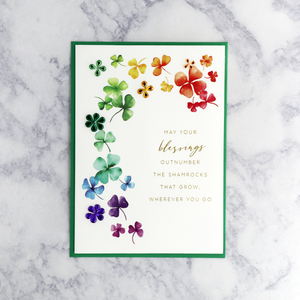Watercolor Clovers Saint Patrick’s Day Card