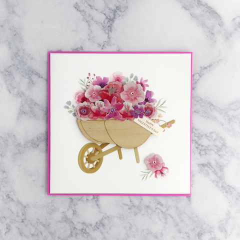Handmade Wheelbarrow Valentine’s Day Card