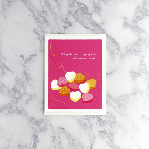 "Will You Be Mine?" Charlotte Brontë Quote Valentine's Day Card