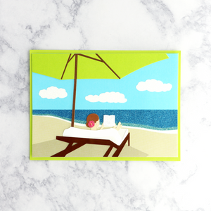 Woman Under Umbrella On Beach Mother's Day Card
