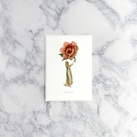 Woman & Rose Thank You Card