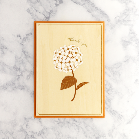 Wooden Hydrangea Thank You Card