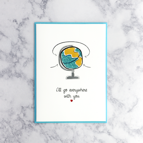 World Globe "Everywhere With You" Romance Card