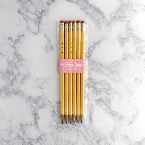 Yellow Triangles Pencil Set (Set of 6)