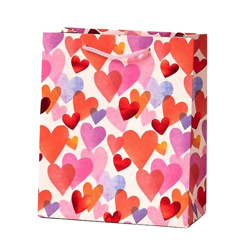 Watercolor Foil Hearts Valentine’s Day Medium Gift Bag