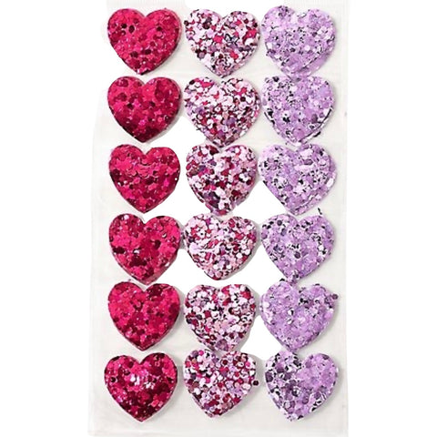 Pastel Glitter Heart Valentine’s Day Stickers (Set of 36)