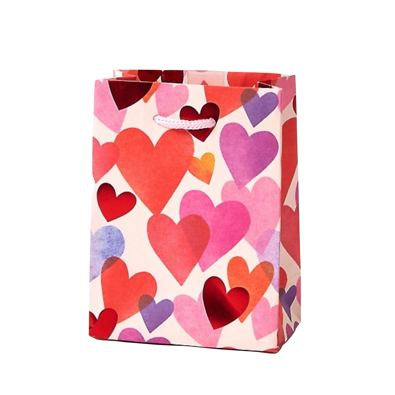 Watercolor Foil Hearts Valentine’s Day Small Gift Bag
