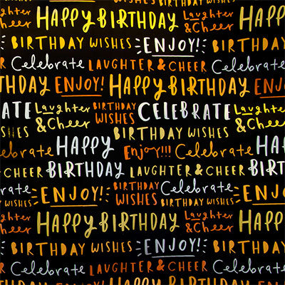 Metallic Text Birthday Roll Wrap